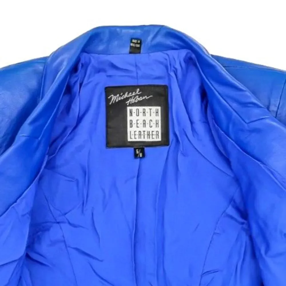 Vintage Michael Hoban North Beach Leather Jacket Size Small Blue